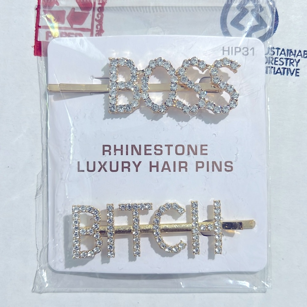 Gold Rhinestone Hair Pins - Picture 3 of 3